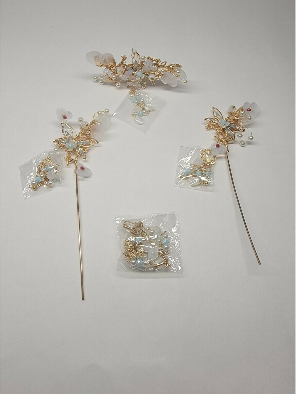 Flower Pearls Wedding Hair Crystal Bridal Hair Accessories Headpiece w earrings